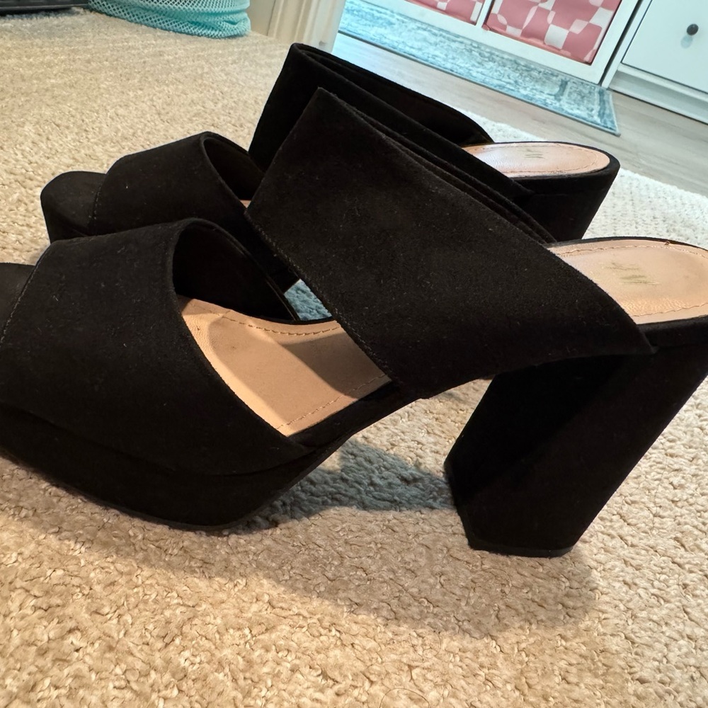Black Women's Platform Slides Heels